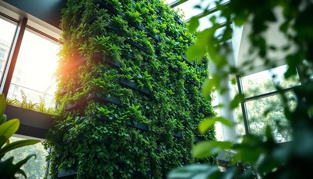 A lush, verdant green wall fills the frame, its intricate foliage cascading down a sleek, modern structure. Sunlight streams in through large windows, casting a warm, natural glow on the vibrant plants. The wall is composed of a meticulously designed living system, with each leaf and stem precisely arranged to create a harmonious, organic display. The depth of field is shallow, allowing the viewer to focus on the intricate details of the greenery, while the background remains softly blurred. The overall impression is one of tranquility, sustainability, and a seamless integration of nature and architecture, perfectly capturing the essence of a "Green Wall Mini" for the modern urban apartment. A lush, verdant green wall fills the frame, its intricate foliage cascading down a sleek, modern structure. Sunlight streams in through large windows, casting a warm, natural glow on the vibrant plants. The wall is composed of a meticulously designed living system, with each leaf and stem precisely arranged to create a harmonious, organic display. The depth of field is shallow, allowing the viewer to focus on the intricate details of the greenery, while the background remains softly blurred. The overall impression is one of tranquility, sustainability, and a seamless integration of nature and architecture, perfectly capturing the essence of a "Green Wall Mini" for the modern urban apartment.